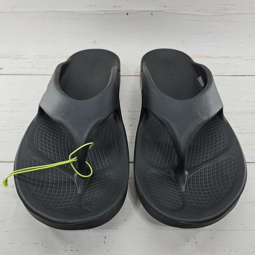 OOFOS Ooriginal Mens 14 Black Recovery Sandals Thong Flip Flops Slip On